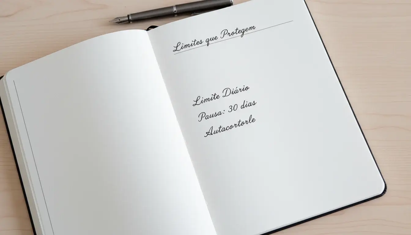 Caderno com lista de objectivos e limites pessoais