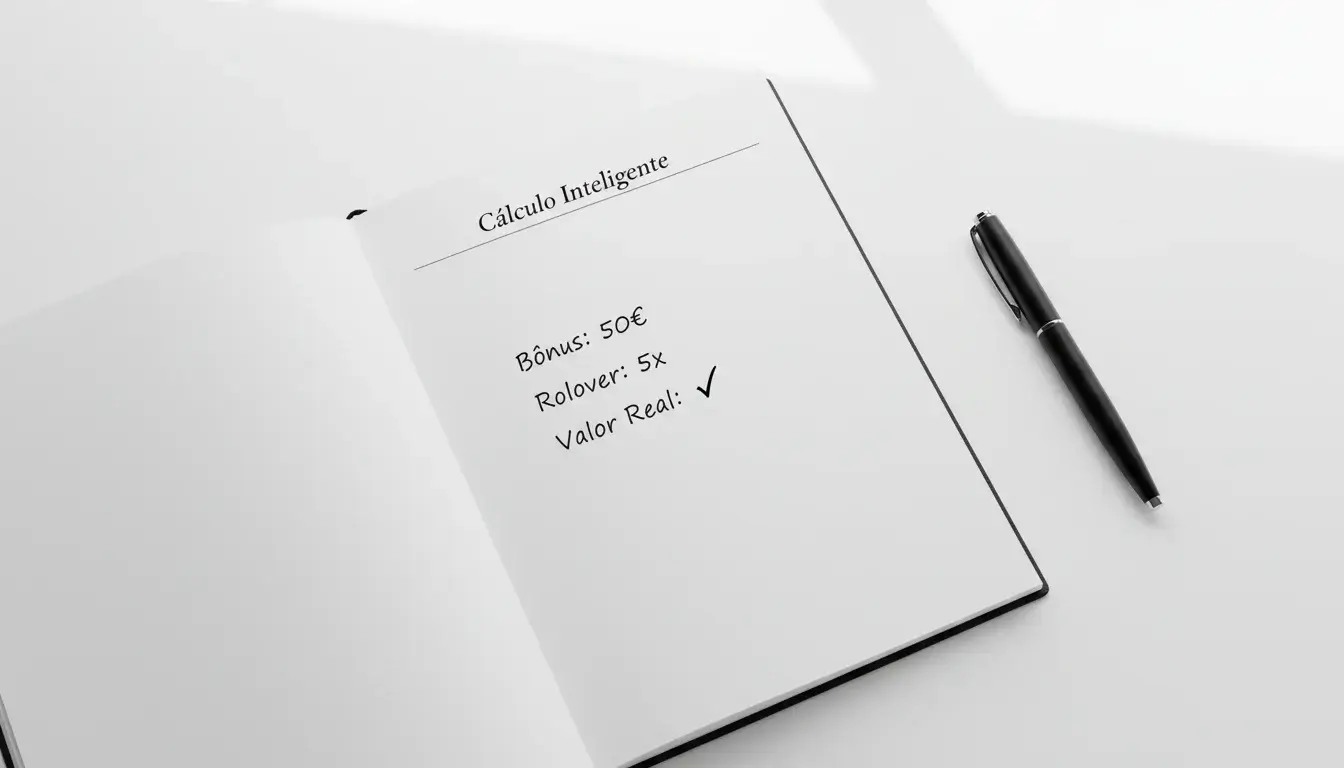 Calculadora e bloco de notas com cálculos numa secretária