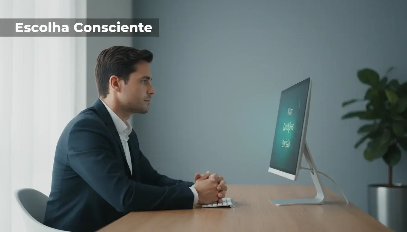 Pessoa pensativa a olhar para um ecrã de computador