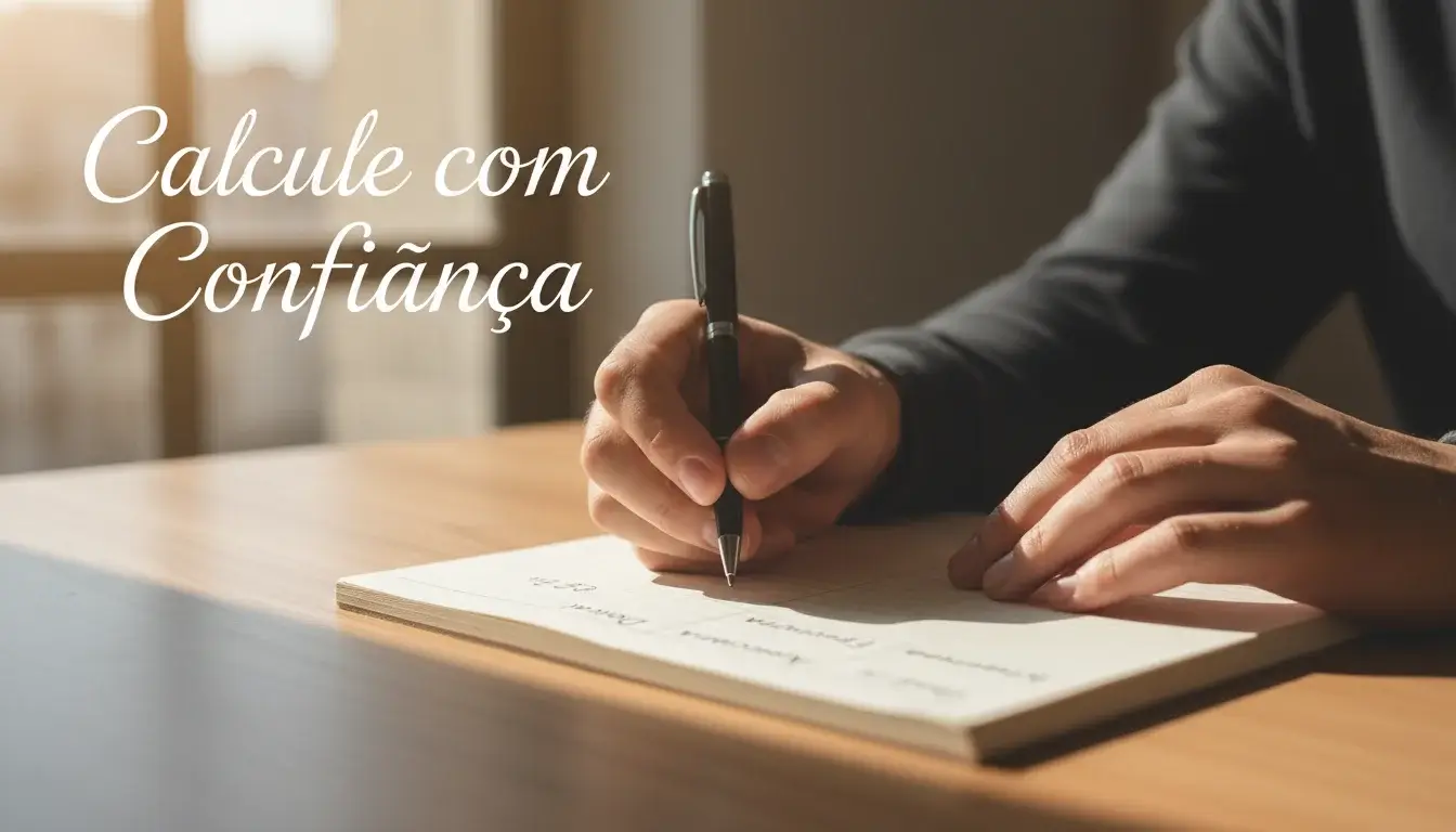 Pessoa a escrever cálculos num caderno com caneta