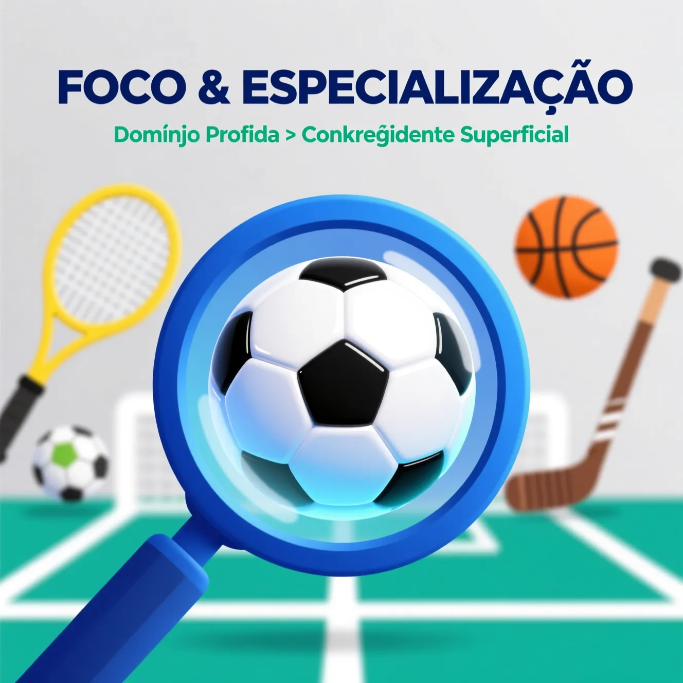 Infográfico ilustrando o conceito de especialização com foco num desporto específico