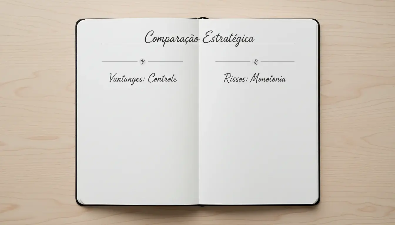 Caderno com duas colunas de notas comparativas