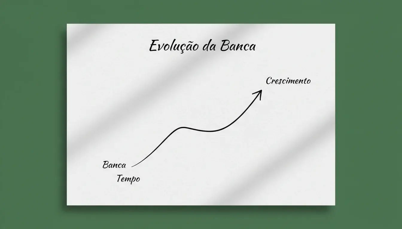 Gráfico simples de linha ascendente desenhado num papel