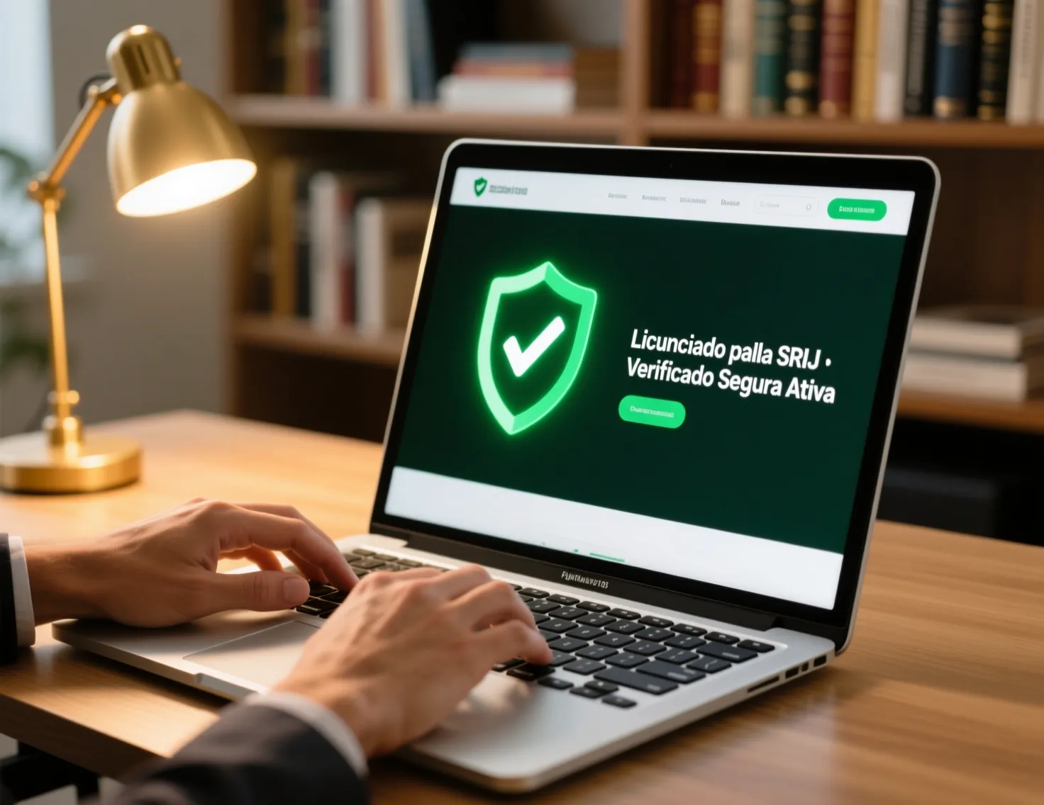 Utilizador a verificar segurança de plataforma de apostas licenciada no computador portátil