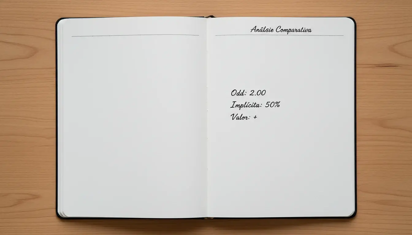 Caderno com anotações e percentagens escritas à mão