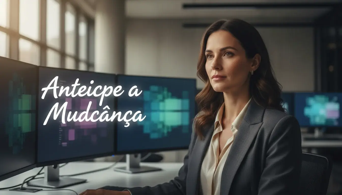 Pessoa a monitorizar múltiplos ecrãs com gráficos e dados
